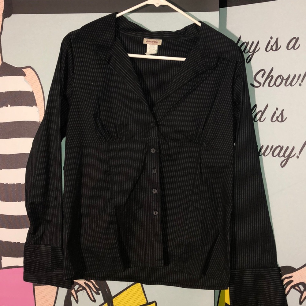 Jeanette Plus pinstripe button shirt 1X